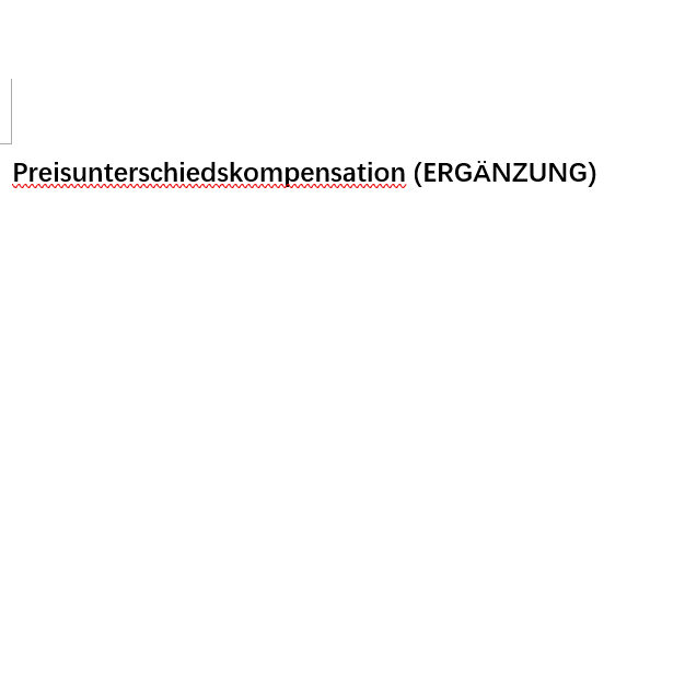 Preisunterschiedskompensation (ERGÄNZUNG)